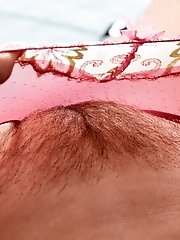 Hairy woman Leona Lee is pretty in pink